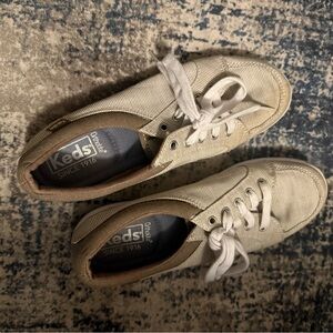 Keds Beige Canvas Sneakers with White Laces